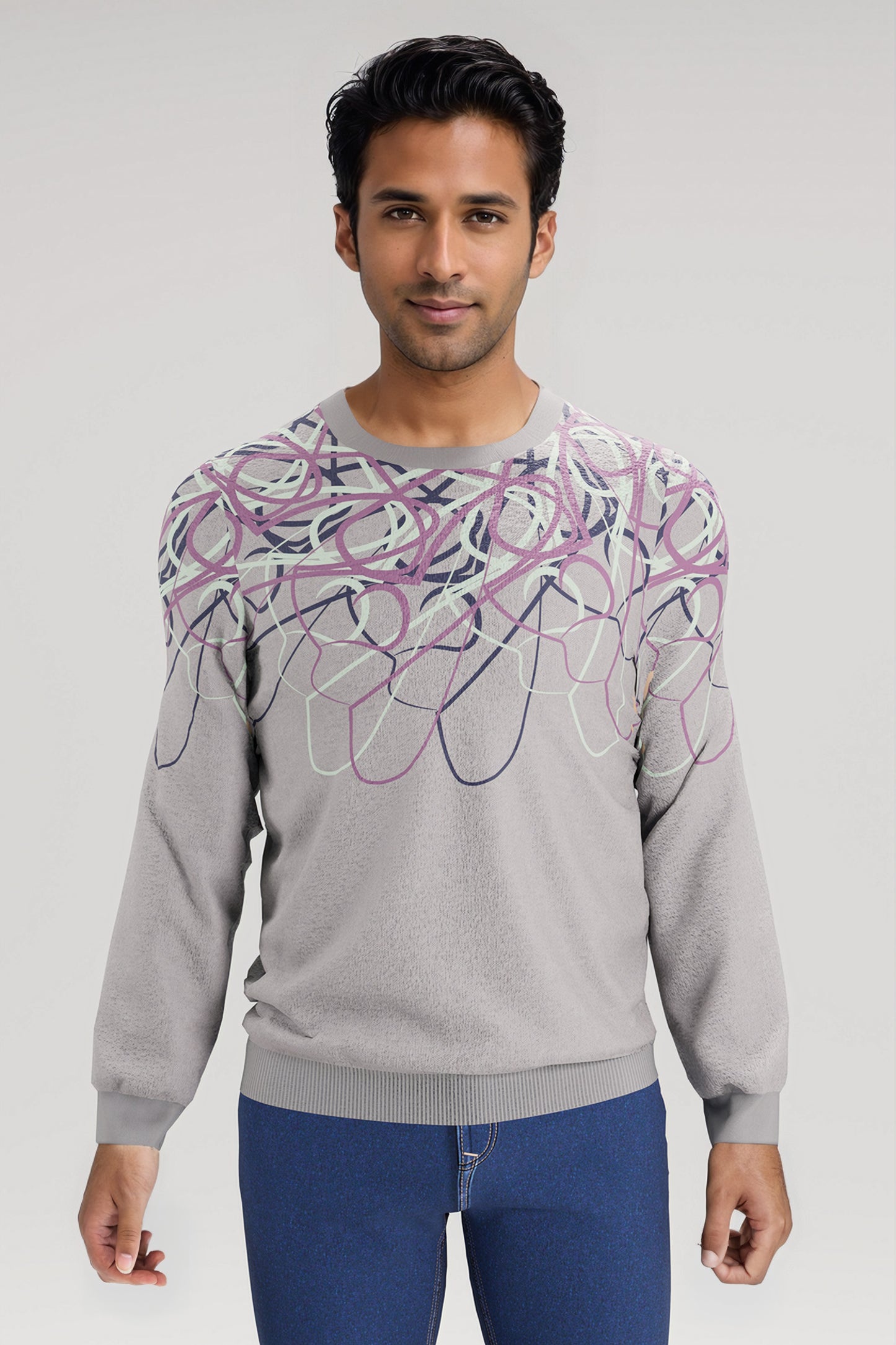 Knit Sweater -Grey (willowherb-lichen-navy)