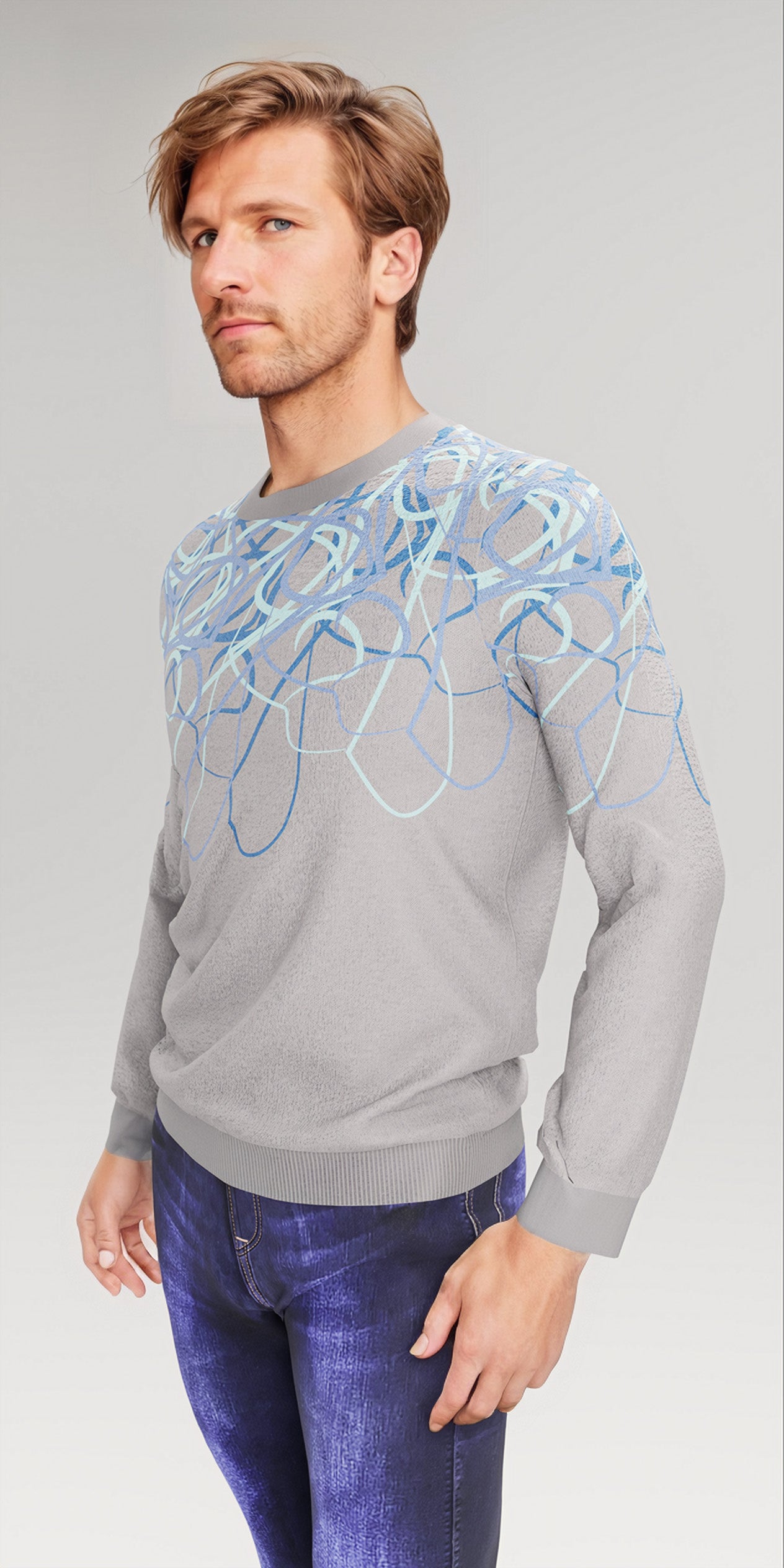 Sweater -Grey (pacific-aruba blue-yale blue)