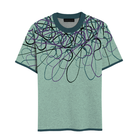 Knit Short Sleeve -Lichen (deep teal - petunia - black