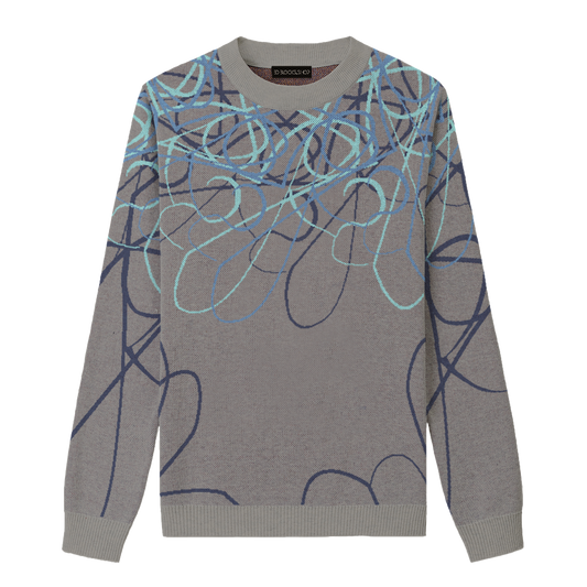 Knit Sweater - Dark grey(pacific-aruba blue-navy)