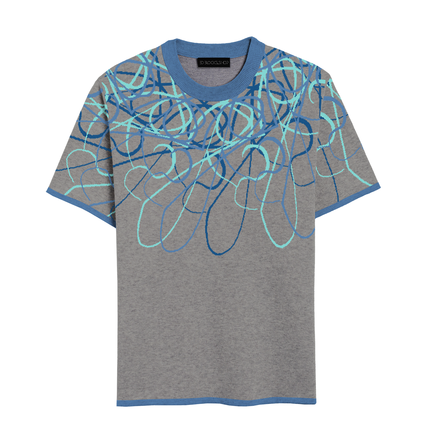 Knit Short Sleeve -Grey (pacific - aruba blue - yale blue)