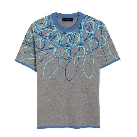 Knit Short Sleeve -Grey (pacific - aruba blue - yale blue)