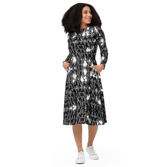 ELECTRIC PETALS_C1-LS midi dress